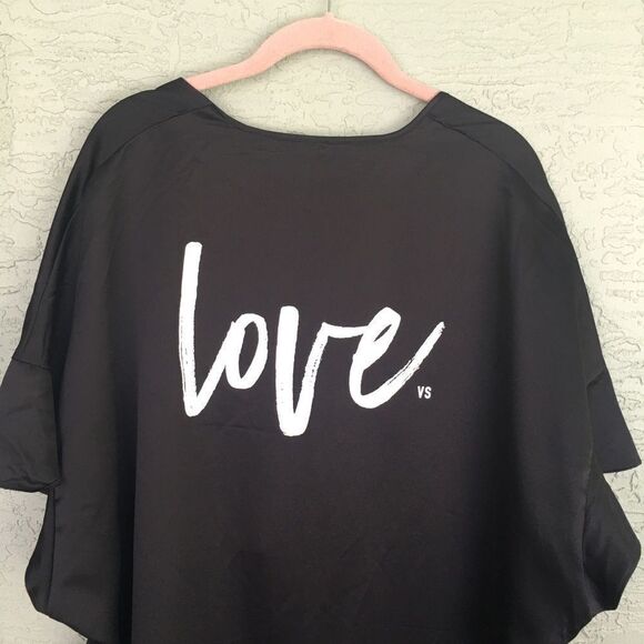 Victoria’s Secret Black Robe NWT LOVE One Size - Picture 7 of 14
